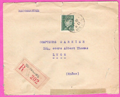 Pétain Houriez 4.50 Vert Typo YT 521B Seul Sur Lettre Recommandée Toulon 1943 - 1921-1960: Modern Period