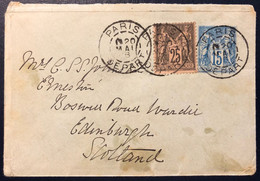 Entier Sage Enveloppe 1896 Obl Paris Depart   Ecosse +  Complément Sage N°97 Destination Pas Si Courante ! - Standard Covers & Stamped On Demand (before 1995)