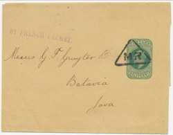 GB 1904 EVII ½ D Postal Stationery Wrapper BY FRENCH PACKET To BATAVIA, JAVA!! - Storia Postale