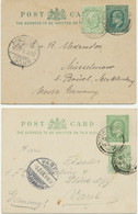 GB 1904/6 EVII Two ½d Bluegreen Postal Stationery Postcards Uprated With ½d - Lettres & Documents