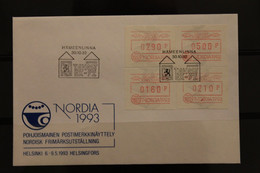 Finnland, ATM 1992, NORDIA 1993, FDC - Machine Labels [ATM]