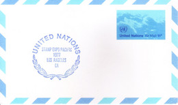 UNITED NATIONS : UNUSED AIRMAIL POST CARD : SPECIAL CANCELLATION : UNITED NATIONS STAMP EXPO PACIFIC 1977 LOS ANGLES - Briefe U. Dokumente