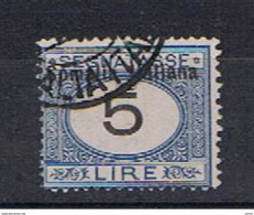 SOMALIA:  1926  TASSE  -  £. 5  AZZURRO  E  NERO  US. -  SASS. 50 - Somalia