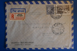 M7 FINLANDE BELLE LETTRE RECOM. 1953 PAR AVION HELSINSKI POUR  ST FELIX FRANCE + AFFRANCH. PLAISANT - Covers & Documents