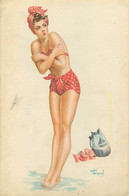 Gd Format 15x10cms -ref AA639- Illustrateurs -illustrateur André Bermond - Pin Up - Pinup -en Maillot De Bain - - Bermond