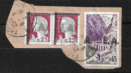 Algérie Fragment N° 355 Paire & 356  Surcharge EA Colomb Béchar Type 5.12  Oblitérés 4/8/1962  T B  Voir Scans - Used Stamps