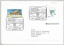 Deutschland 2010, Brief Grosstauschtag Löhne - Forch (Schweiz), Klimaschutz, Wasserkraftwerk - Water