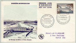 Frankreich / France 1956, FDC Barrage Und Kraftwerk Donzère-Mondragon Bollene-Ecluse, Staumauer / Dam, Rhone - Water