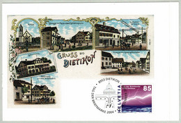 Schweiz / Helvetia 2004, Sonderkarte Tag Der Briefmarke Dietikon, Turbine, Wetter / Météo / Weather, Blitz / Flash - Water
