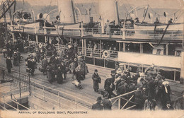 M012335 "ARRIVAL OF BOULOGNE BOAT-FOLKESTONE"ANIMATA-PIROSCAFO-VERA FOTO-CART  NON SPED - Folkestone