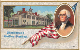 ETATS UNIS - WASHINGTON'S BIRTHDAY GREETINGS - CARTE DESSINEE GAUFREE, ILLUSTRATEUR - Presidents