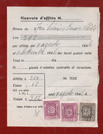 MARCHE DA BOLLO DELLA R.S.I.   SU RICEVUTA D'AFFITTO  AGOSTO  1946 - Fiscale Zegels