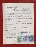 MARCHE DA BOLLO DELLA R.S.I. MISTA REGNO SU RICEVUTA D'AFFITTO  APRILE 1946 - Fiscaux