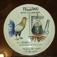 Piatto Ceramica Vicentina Serie Cucina Regionale Vicenza Anni '60 Mese Febbraio - Bassano (ITA)