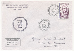 TAAF - Env. Aff 2,00 André Franck Liotard - Obl Dumont D'Urville T. Adélie - T.A.A.F. - 21/02/1985 - Briefe U. Dokumente