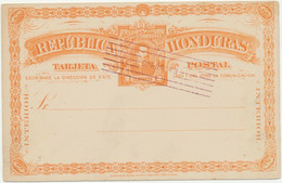 HONDURAS 1891 2C Orange Kab.-GA-Postkarte M Selt ERSTTAG-Gefälligkeitsentwertung - Honduras