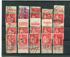 !!! 50C TYPE PAIX ROUGE : LOT DE 15 TIMBRES PUBS OBLITERES TOUS DIFFERENTS - Gebraucht