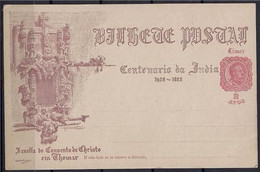 India 's Centennial 1898 Postal Stationery 2 Avos "CASTELO DA PENA CINTRA"  OVPT - Non Classificati