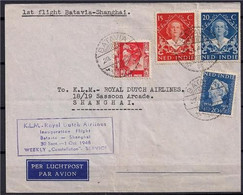 NETHERLANDS INDIES K.L.M  FIRST FLIGHT BATAVIA TO China SHANGHAI 1948 EXTREMELY RARE. - Altri & Non Classificati