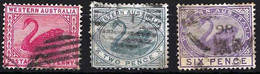 WESTERN AUSTRALIA 1885 3 Values, Wmk: Crown CA, Used - Gebruikt