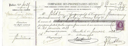 Quittance. Chèque. 1923. Compagnie Des Propriétaires Réunis. Bruxelles - 1900 – 1949