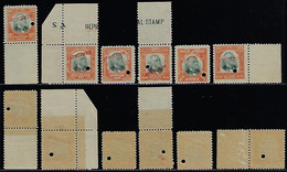 Brazil 1913 Official Stamp RHM 2 3 7 10 12 And 13 President Afonso Pena Hole And Overprint Specimen Mint - Service