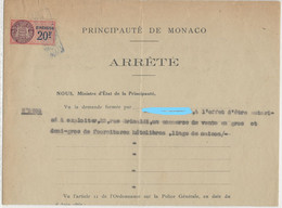 FISCAUX DE MONACO  DIMENSION N°21  20F Saumon  7 Juillet 1949 - Fiscaux