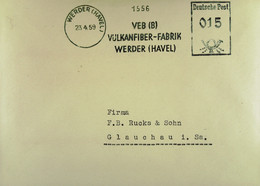 DDR: Dienst-Brief Mit AFS DP =015= "VEB (B) Vulkanfiber-Fabrik WERDER (HAVEL)" Vom 23.4.59 -Stpl.-Nr. 1556 - Cartas & Documentos