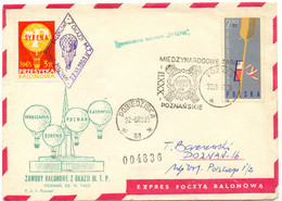 POLEN 1963 Kab.Ballonpost-Beleg M. Ballonpost-Vignette Geflogen Mit "SYRENA" - Ballonpost