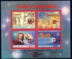 MONTSERRAT 1987 Halley's Comet W CAPEX '87 Overprint Normal MS And IMPERFORATED - Montserrat