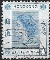 HONG KONG 1954 Queen Elizabeth - 40c - Blue FU - Used Stamps