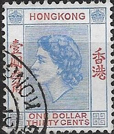 HONG KONG 1954 Queen Elizabeth - $1.30 - Blue And Red FU - Used Stamps