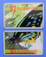 USA X2 Puzzle Butterfly Schmetterfling Papillon Farfalla Best Phone Cards America United States Birdwing Ornithoptera - Mariposas