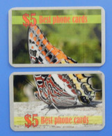 USA X2 Puzzle Butterfly Schmetterfling Papillon Farfalla Best Phone Cards America United States Charaxes - Mariposas