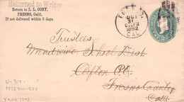 USA - STATIONARY ENVELOPE 1892 2 CENTS FRESNO /QD 142 - ...-1900