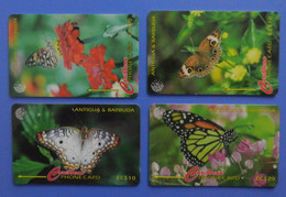 Antigua & Barbuda X4 Butterfly Papillon Mariposa Schmetterling Farfalla Caribbean Monarch Fritillary - Papillons