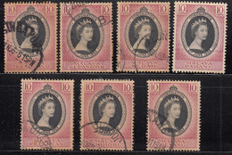 7 Diff., Coronation 1953  Malaya Used 1948 - Otros & Sin Clasificación