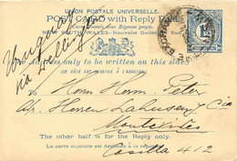 NEW SOUTH WALES 1910 1 1/2 D VFU Postal Stationery Double Postcard To URUGUAY RR - Storia Postale