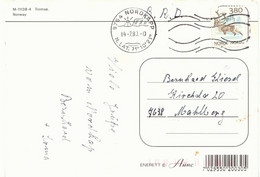 NORWEGEN 1988, 3,80 (Kr.) Ren (Rangifer Tarandus) EF Auf AK Mit NORDKAP-STEMPEL - Lettres & Documents