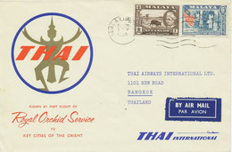 MALAYA 1960 Rare First Flight With Thai International "KUALA LUMPUR - BANGKOK" - Malayan Postal Union