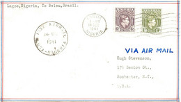 NIGERIA 1941 Superb Very Rare First Flight "LAGOS, Nigeria - BELEM, Brazil -USA" - Nigeria (...-1960)