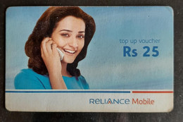 158.INDIA USED PHONE CARD , RELIANCE MOBILE, TOP UP VOUCHER . - India