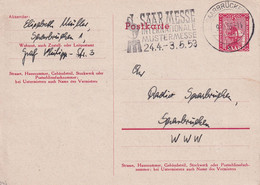 SAAR  1953  ENTIER POSTAL/GANZSACHE/POSTAL STATIONARY CARTE DE SAARBRÜCKEN - Entiers Postaux