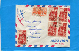 MARCOPHILIE-lettre- DAHOMEY-cad-Porto Novo-1958- 6 Stamps+N°35   Bloc De 4-AO F-pour Françe - Storia Postale