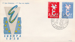 BELGIQUE FDC 1958 EUROPA - 1951-1960