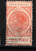 SOUTH AUSTRALIA 1902 4d Red-orange QV Long-type SG 269 U #BPP17 - Usati