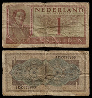 NETHERLANDS BANKNOTE - 1 GULDEN 1949 P#72 VG/F (NT#03) - 1 Gulden