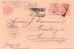 SURINAME 1905 2 1/2 C. Ziffer + Dto.-Zusatzfrankatur RA3 "SURINAME VIA PLYMOUTH" - Surinam ... - 1975