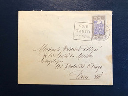 Lettre, Océanie N°55 OBL CAD PAPEETE ILE TAHITI(1932)+ Daguin à Gauche"VOIR TAHITI ET Y VIVRE", TB - Storia Postale