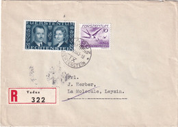 LIECHTENSTEIN 1943 LETTRE RECOMMANDEE DE VADUZ  AVEC CACHET ARRIVEE LEYSIN - Altri & Non Classificati